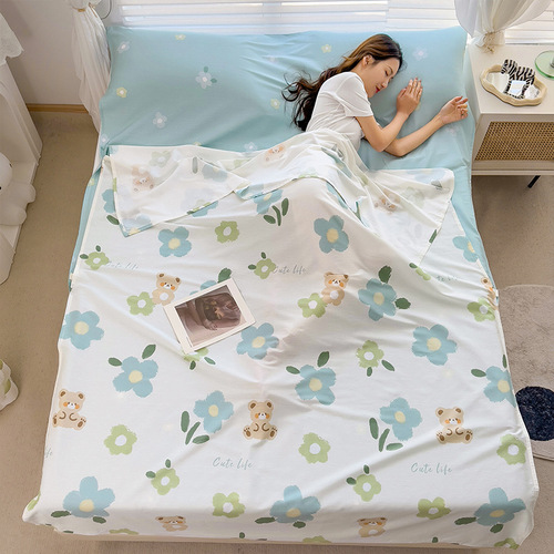 40% Cotton Printed Hotel Lintproof Sleeping Bag Travel Bed Sheet Cover Full Cotton Portable Business Trip Hotel Close-Fitting