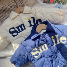 儿童字母棉服0-5岁冬季韩国童装男童时尚笑脸外套宝宝夹棉上衣潮