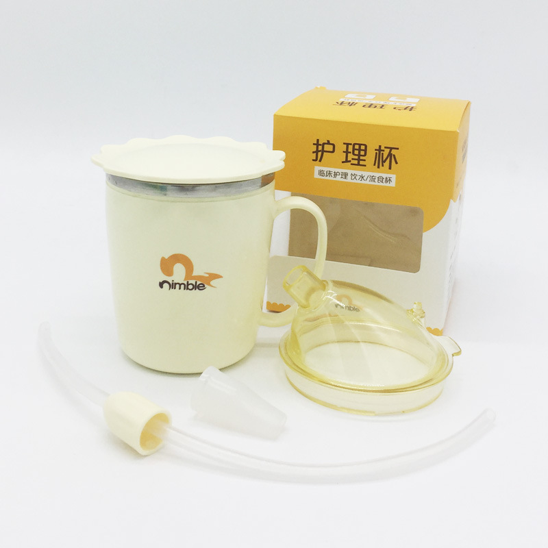 Cama-acostado ancianos agua potable anti-estrangulamiento cuidado Copa parálisis paciente a prueba de fugas líquido comida Taza con tapa paja materna Taza aislamiento