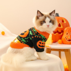 スポットクロスボーダーホットスタイルペット子犬猫服ハロウィン面白いカボチャセーター工場直販卸売