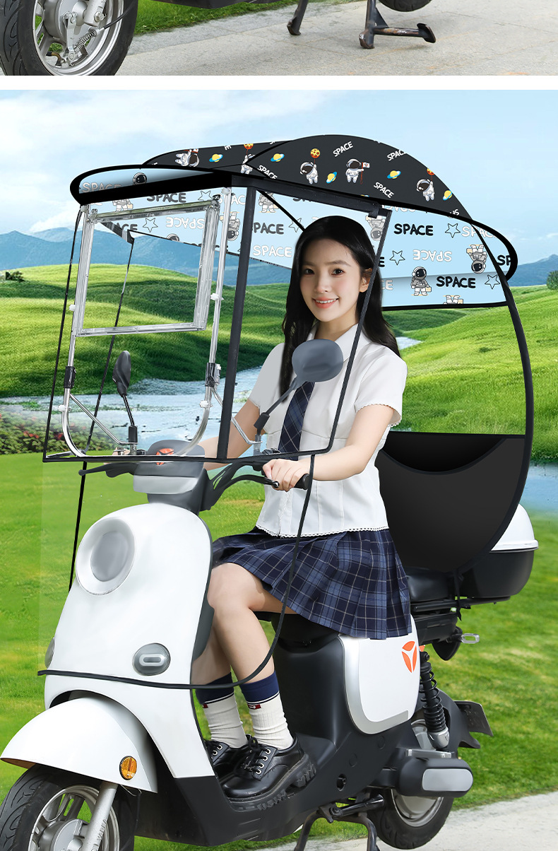 Electric Vehicle Canopy 2026 New Model, Sunshade and Rainproof Cover for Electric Bikes, Motorcycle Umbrella, Summer Rain Shelter