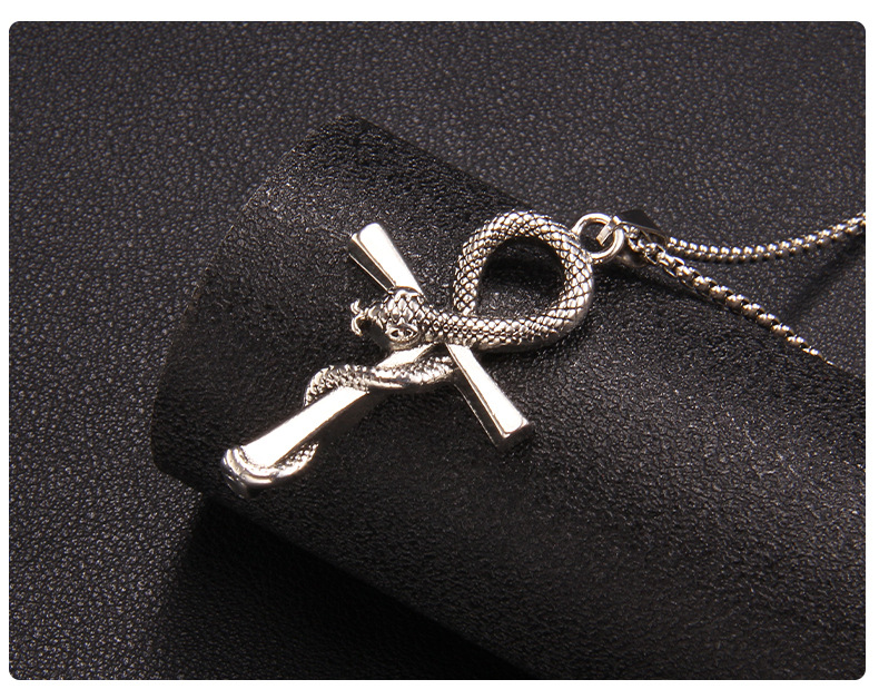 Cross, Snake, Skull Pattern Fashion Snake Stainless Steel Plating Pendant Necklace 1 Piece