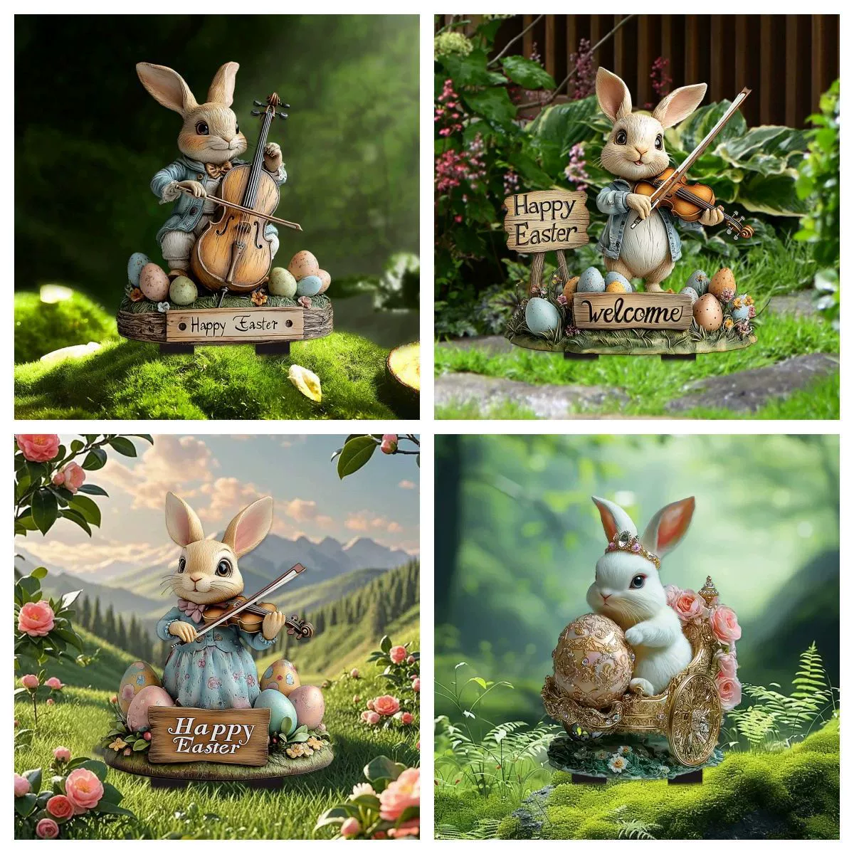 Трансграничная скрипка кролик Пасха акриловый сад Открытый газон двор водонепроницаемый декор