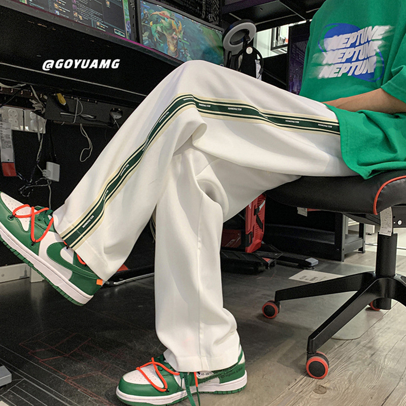 Trousers Men's Summer ins Trendy All-Match Hong Kong Style Straight Loose Sports Korean Style Trendy Brand High Street Plutton Handsome Casual Pants