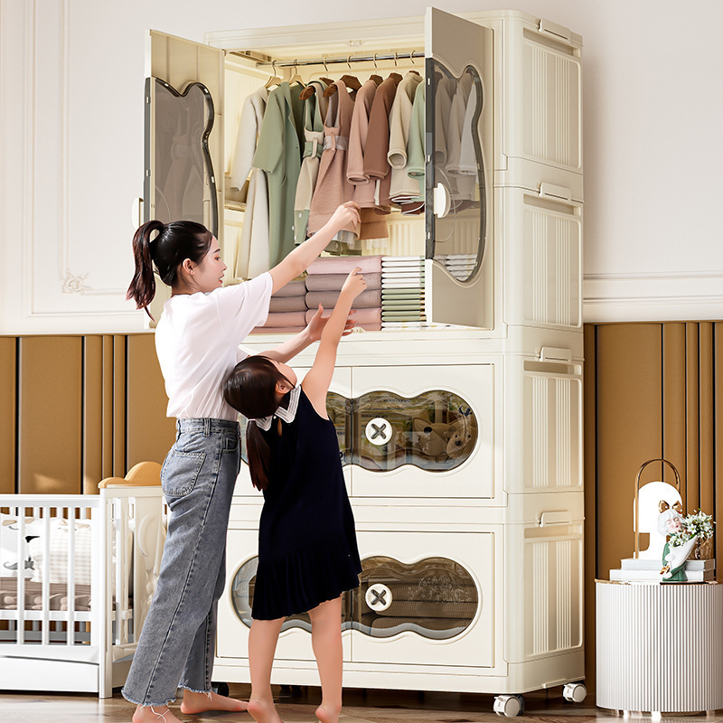 Carefully Selected Baby Foldable Cabinets That Don'T Require Installation, Plastic Storage Cabinets, Storage Boxes, Simple Household Children's Wardrobe Storage Cabinets