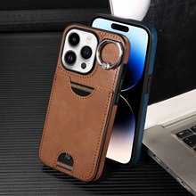 适用苹果16E手机壳15Pro小牛纹插卡14Plus指环后壳iPhone13保护套