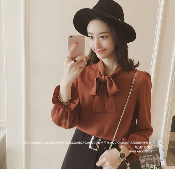Shiffon summer shirt with bow