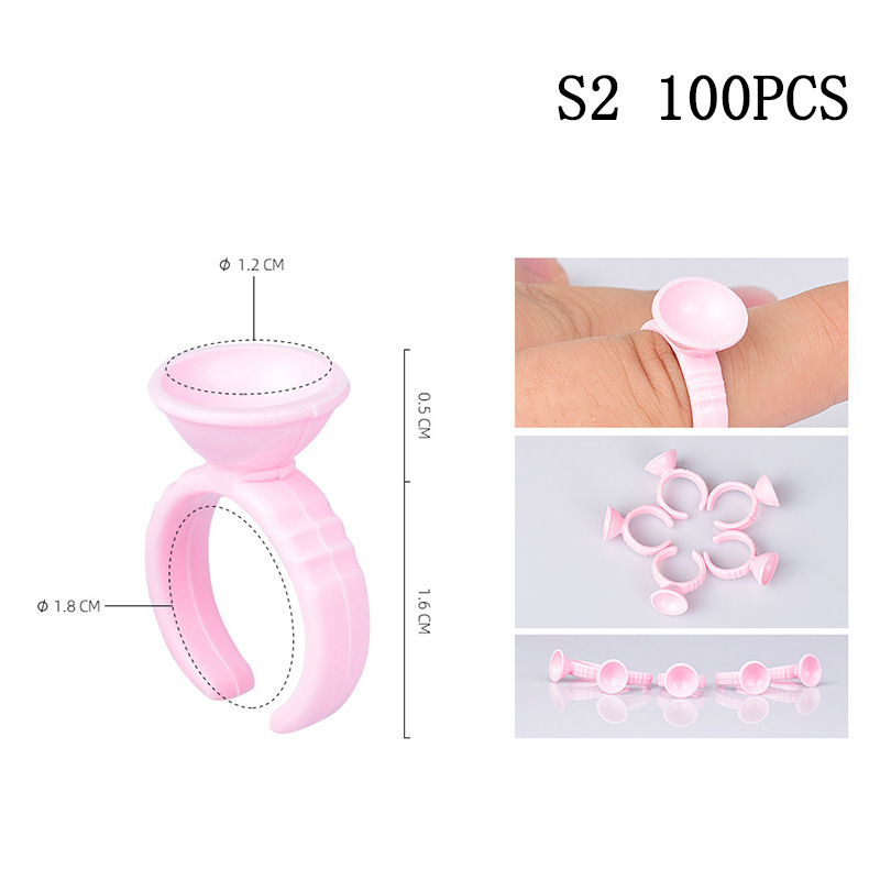 Fábrica de injerto de pestañas florecer taza de cristal dividida taza de anillo de pegamento circular en forma de corazón soporte de anillo de pegamento taza al por mayor