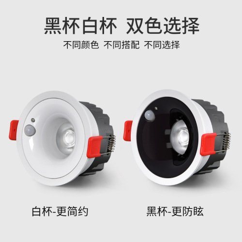 Ultra-thin, flush-mount induction light — PIR sensor hallway/corridor lamp, bathroom foyer light with narrow bezel and anti-glare design