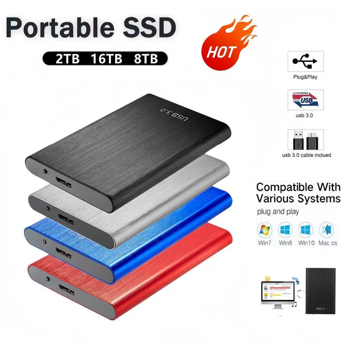Cross-Border Hot-Selling Expansion and Upgrade 1Tb2Tb128Tb High-Speed Usb3.0 External Hard Drive High-Speed Mobile Hard Drive