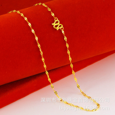 quality goods gold Necklace Sufficient gold 9999 Female models Lips Kiss thickness Gold chain Gold Jewelry Gold