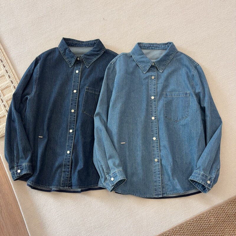 2026 Spring New Style Retro Washed Blue Denim Shirt for Women, High-End Casual Shirt Top for Women 1318 2026 Spring New Style Retro Washed Blue Denim Shirt for Women, High-End Casual Shirt Top for Women 1318
