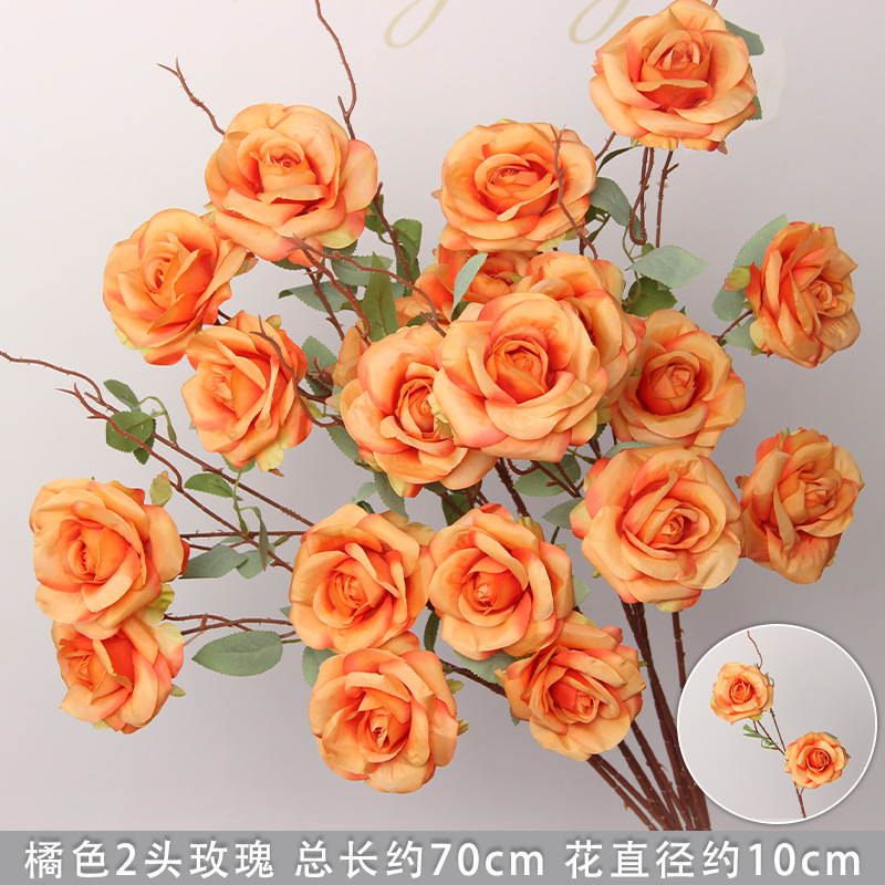 Flores de imitación naranja peonía naranja hortenida neblina orquídea flor flor de boda seda naranja