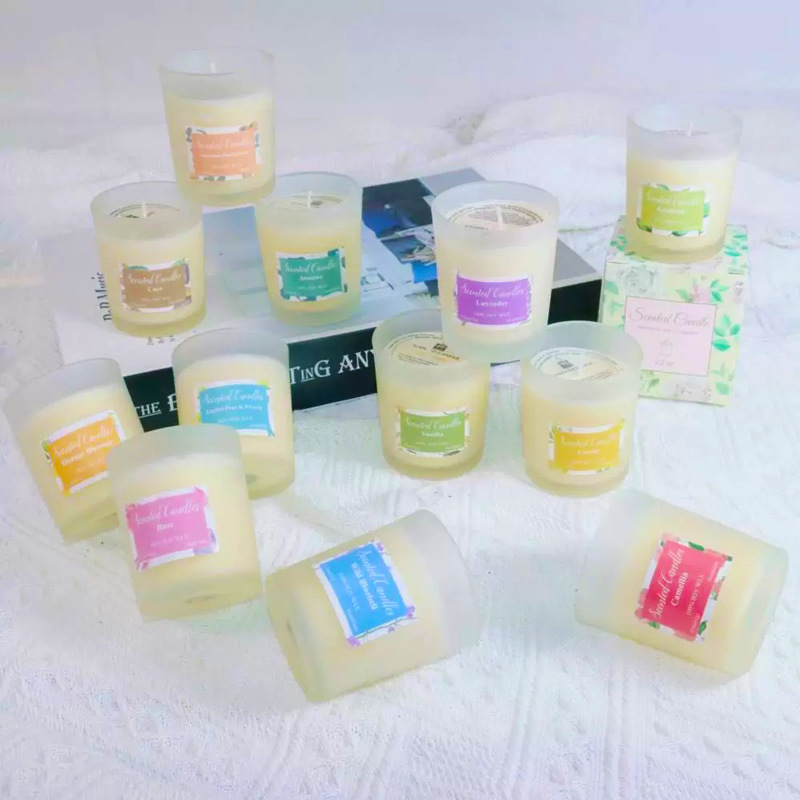 跨境熱銷簡約磨砂質感香薰蠟燭 清新空氣淡香結婚伴手禮無煙香薰