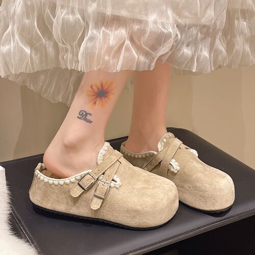 Minimalist Design Women's Slippers, Popular Internet Celebrity Trendy Forest System Korean Style Round Head Slippers for Spring and Summer New Arrival
