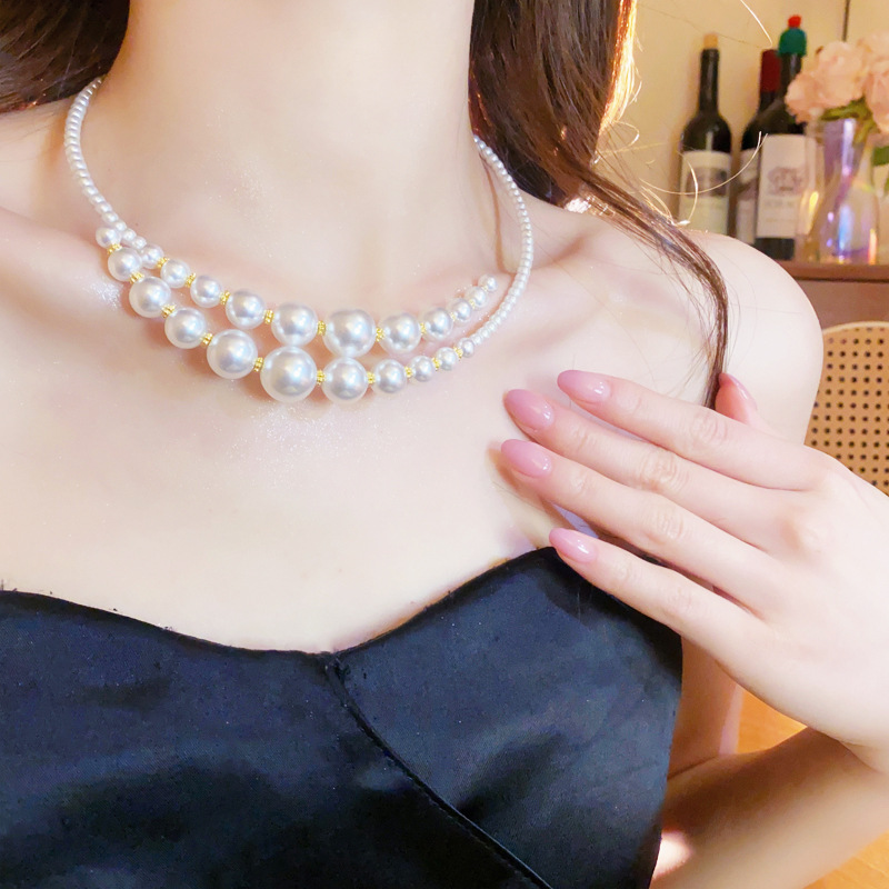 Collana di perle a doppio filo donna design irregolare_voghion.com