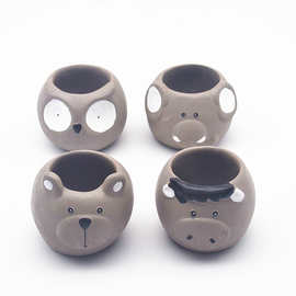 外贸创意卡通小动物水泥多肉花盆家居桌面庭院绿植摆饰厂家直销