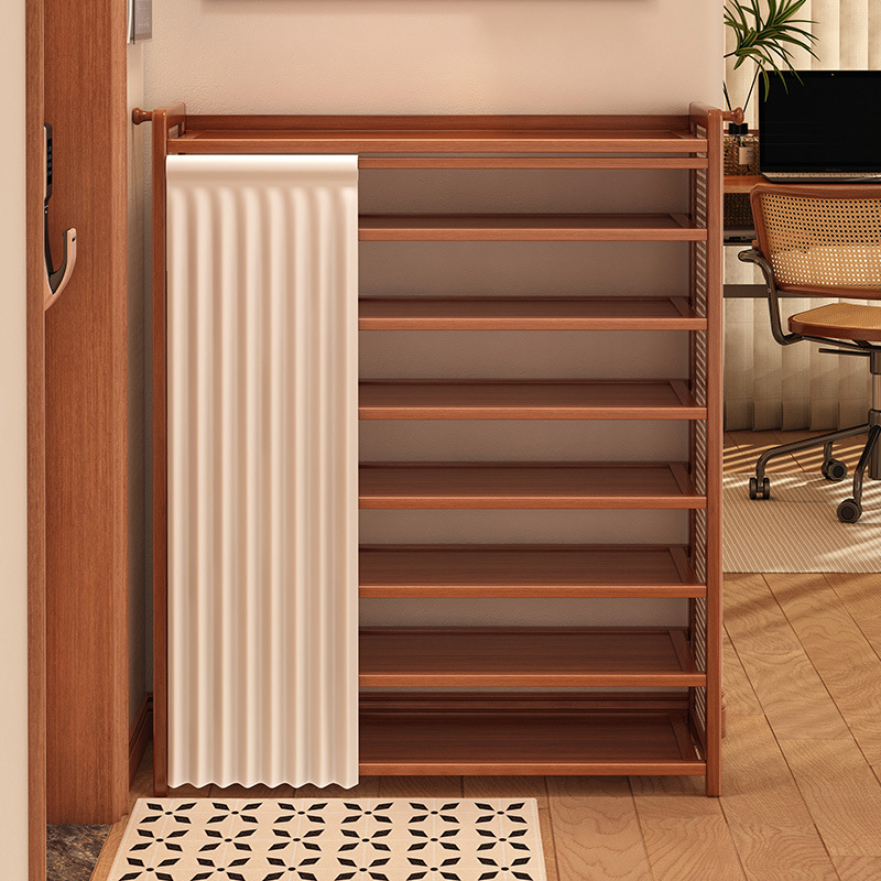 Estante de zapatos dormitorio pequeño multicapa a prueba de polvo puerta de entrada de muebles de alquiler de casas de alquiler de artículos de acabado estante de almacenamiento gabinete de zapatos