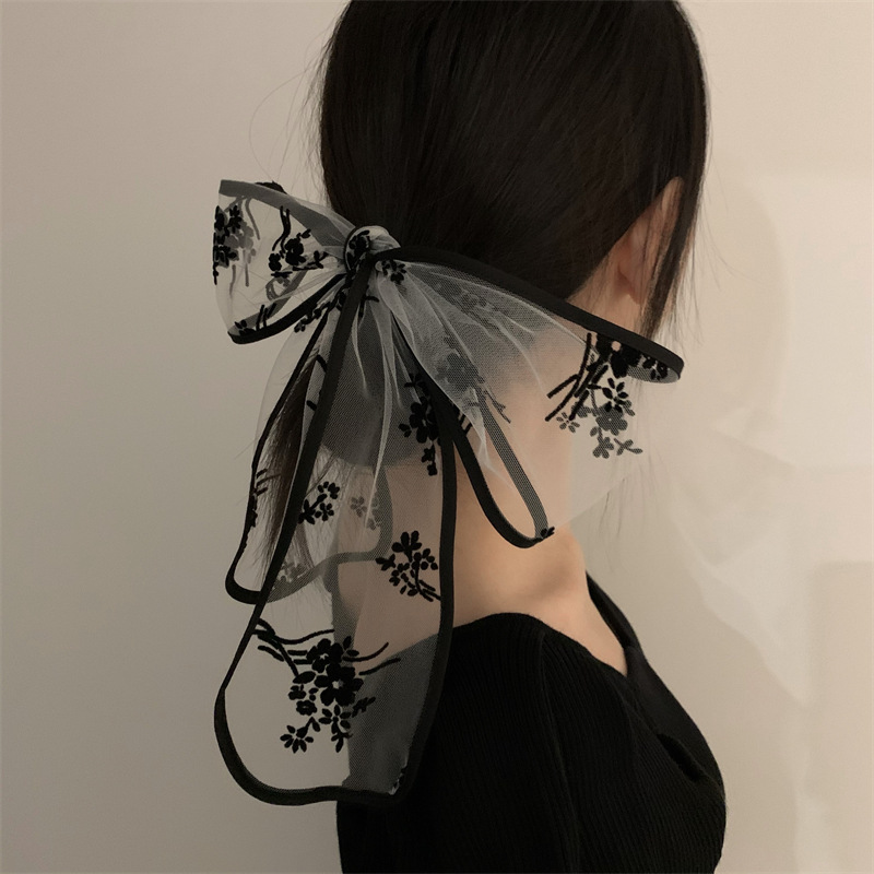 thumbnail image 1 of Súper hermoso encaje ~ Xianqi bowknot diadema turbante primavera y verano bufanda bufanda de seda atado pelo corbata pelo versión coreana todo-fósforo, 1 of 2