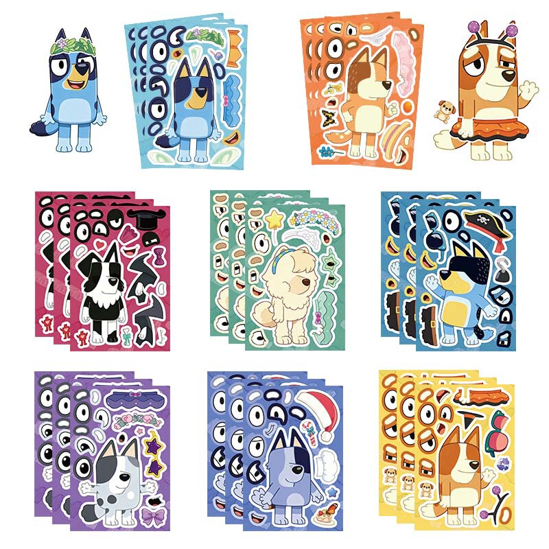 8 Pieces of Bluey Stickers, Personalized DIY Collage, Face-Changing, Fun Children's Journaling, Handmade Stress-Relief, Waterproof Stickers Wholesale 8 Pieces of Bluey Stickers, Personalized DIY Collage, Face-Changing, Fun Children's Journaling, Handmade Stress-Relief, Waterproof Stickers Wholesale