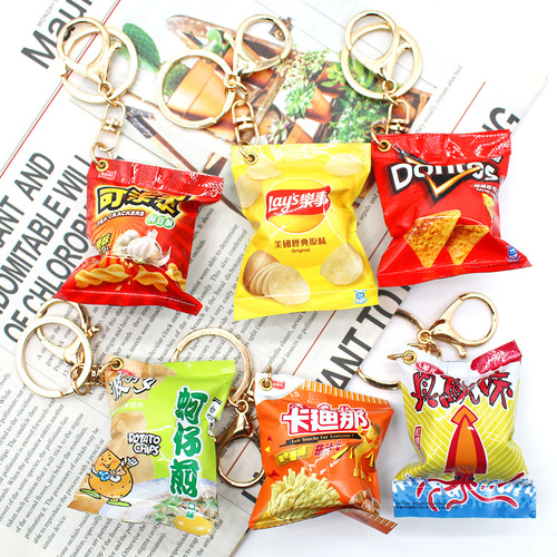 Food and play snack bag keychain Taiwan Cardinal Cola fruit bag simulated food pendant claw machine ornaments