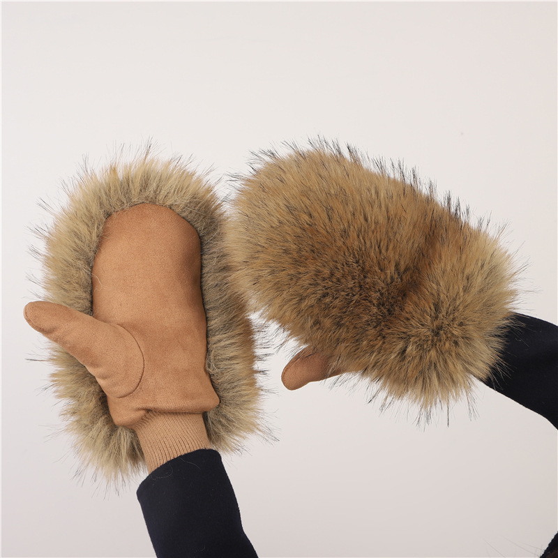 Nuevos guantes de peluche de otoño y invierno japoneses guantes de bicicleta calientes a prueba de frío más guantes de peluche gruesos dedos sofocados guantes lindos al por mayor