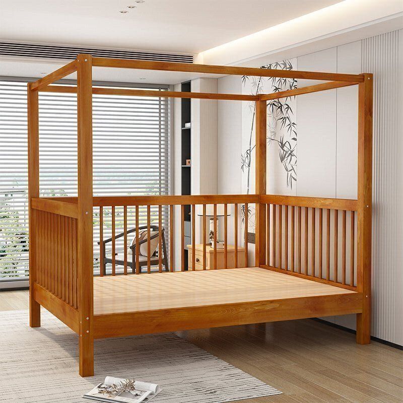 新中式架子床实木床现代简约民宿床四柱床客栈家具双人床跨境电商