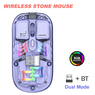 Honey Peach Wireless PC Mouse 1600DPI Transparent Body BT5.0