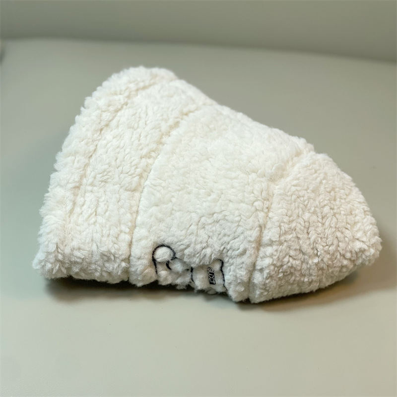 Cute Lamb Velvet Letter Little Bear Embroidered Fisherman Hat Women's Autumn and Winter Temperament Versatile Trendy Warm Pot Hat_voghion.com