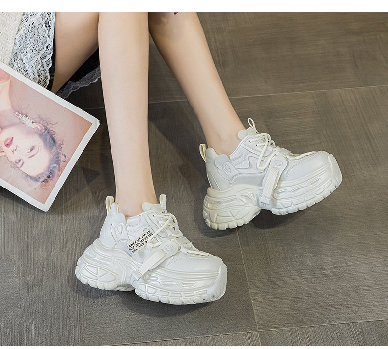 Giày sneaker nữ đế dày chunky phong cách thể thao, tăng chiều cao, phối hợp nhiều trang phục — Đen 5019, Nâu 5019, Ngọc trai 5019 chi tiết 16