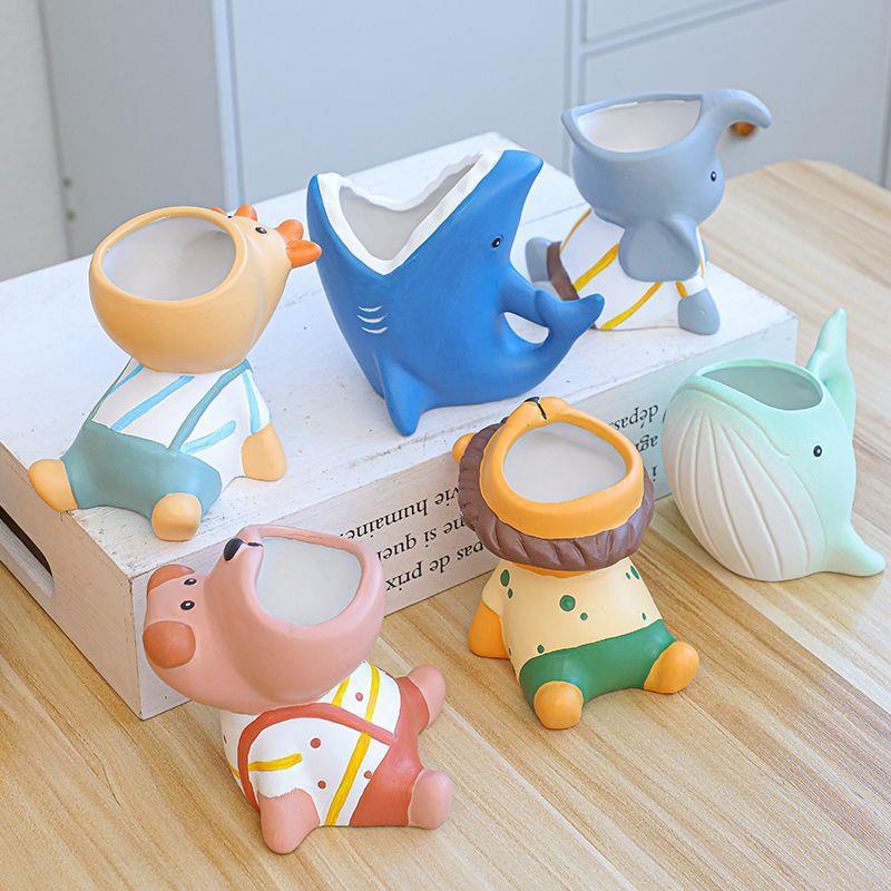 多肉花盆陶瓷简约手绘透气大号家用室内创意卡通系列个性盆器