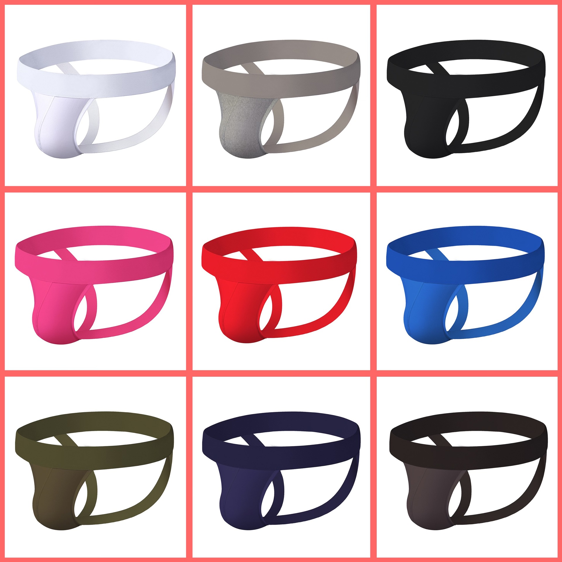 General standard adannu solid color thong stretch low waist Amazon cotton hip Double T pants men's large size bag