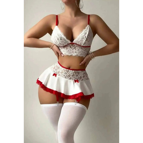 AliExpress Cross-border Romantic Lace Skirt Set Women's Teasing Miniskirt Maid Costume