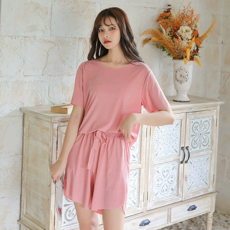 Комплект Cool Ice Silk Queen, летние тонкие повседневные свободные повседневные шорты большого размера, пижамы с короткими рукавами, комплект из двух предметов для женщин