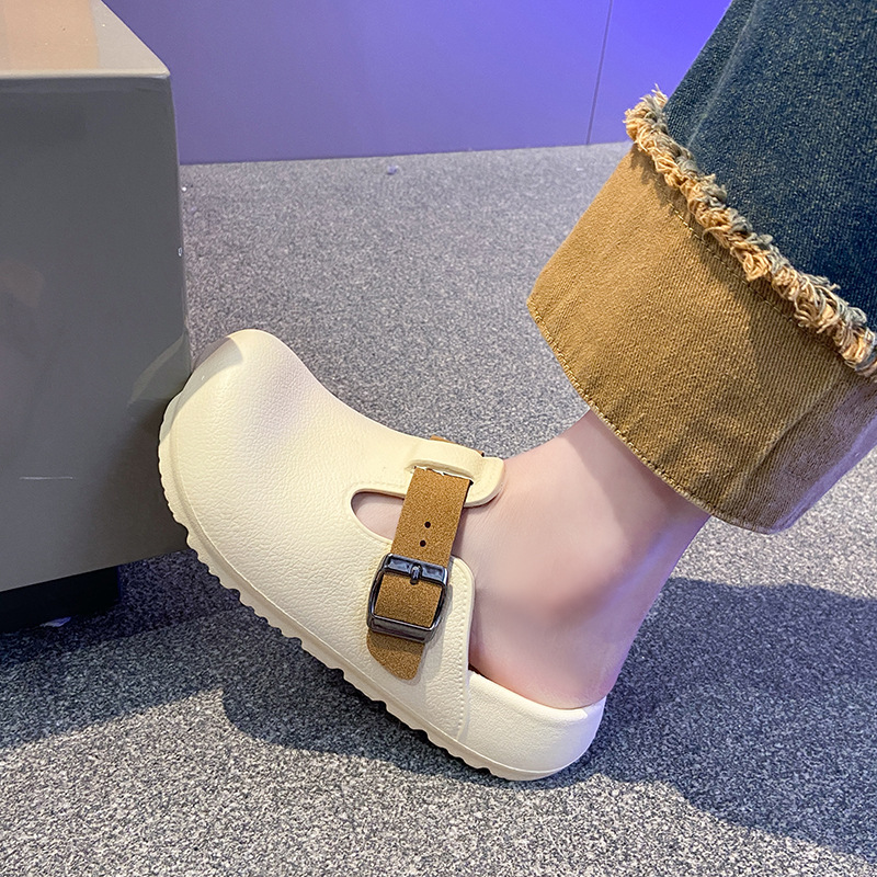 Damas de verano zapatos perezosos EVA ligero Bocken zapatillas de suela gruesa nuevas zapatillas de pesca Bocken media sandalias