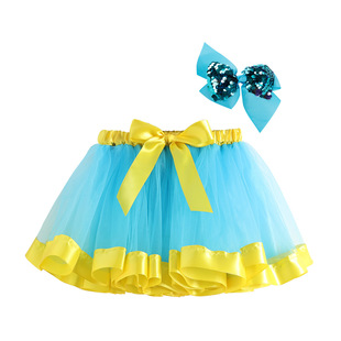 Summer New Style Mesh Girl's Tutu Skirt Western Style Children's Pontoon Skirt Small and Medium-sized Children's Mesh Skirt Girl's Convex Skirt