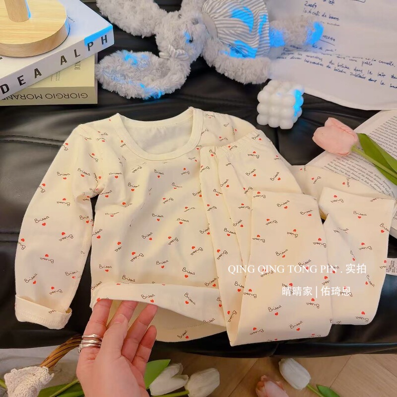 儿童秋衣秋裤套装男女童保暖内衣莱卡无骨纯棉打底宝宝家居服睡衣|undefined