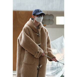 Coke Life Fur One Korean Style Loose Mid-length Teddy Lamb Fur Corner Buckle Overcoat for Men