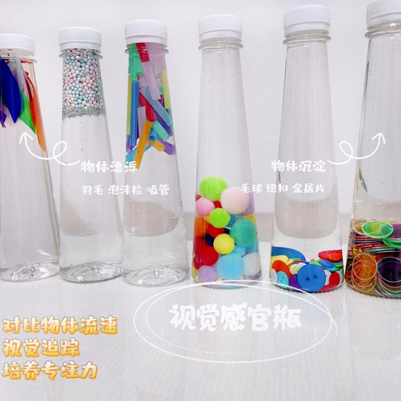 Bebé educación temprana Montessori en casa DIY sensorial botella bolsa de entrenamiento juguetes educativos Montessori Educación Temprana Formación