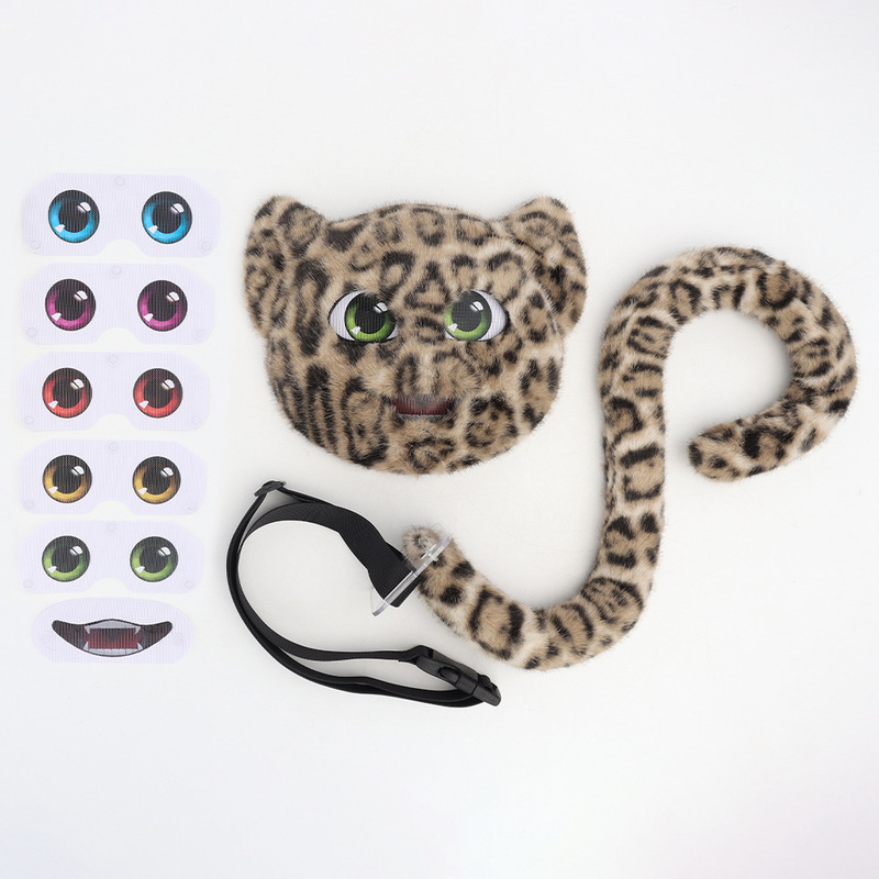 ハロウィンシミュレーションヒョウマスクcosヒョウぬいぐるみテールフルフェイスマスクヒョウ猫ステージパフォーマンス小道具|undefined