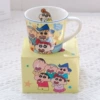 K6-yellow-bottom striped ceramic cup