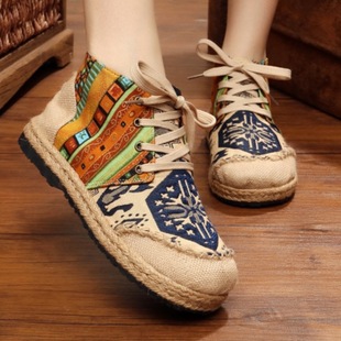 2025 spring new national style women's shoes college style breathable comfortable cotton linen cloth shoes embroidered shoes a generation of hair