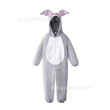 儿童灰色兔子毛绒连体服 复活节派对童装节日cos服装儿童连体睡衣