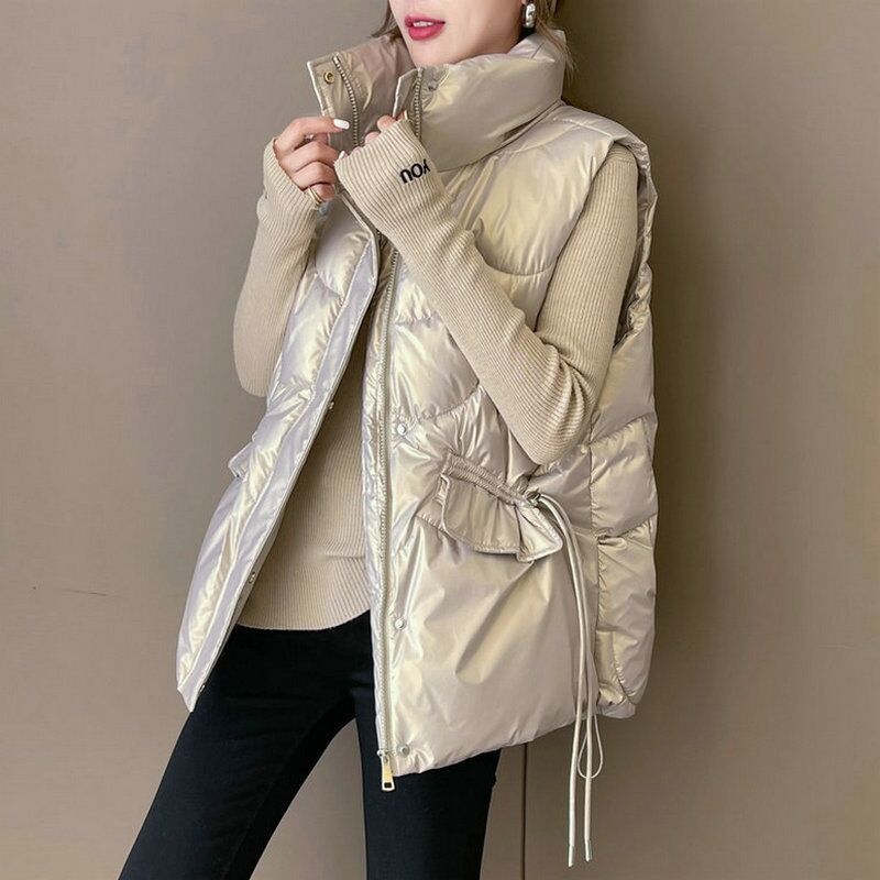 Chaleco de mujer para invierno, chaleco acolchado con cordón_voghion.com