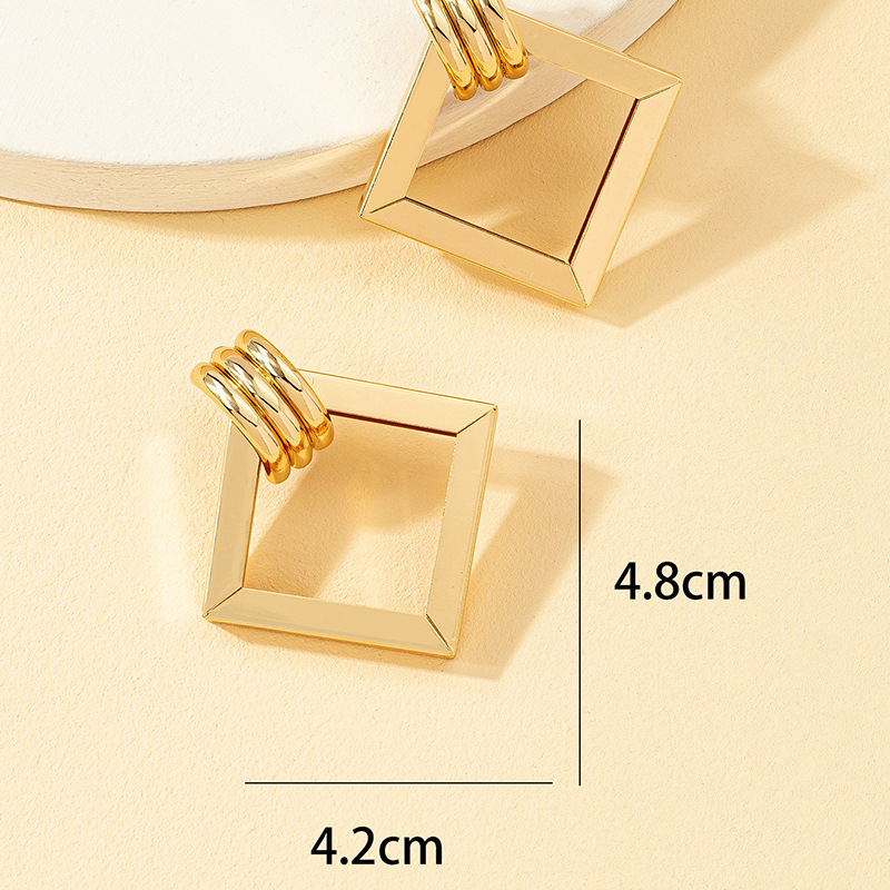 أزياء تصفيح سبائك مربع إسقاط Earringspicture3