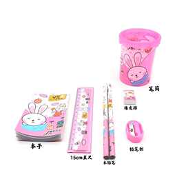 韩版笔筒套装卡通动物尺子手提文具幼儿园小学生六一生日礼物批发
