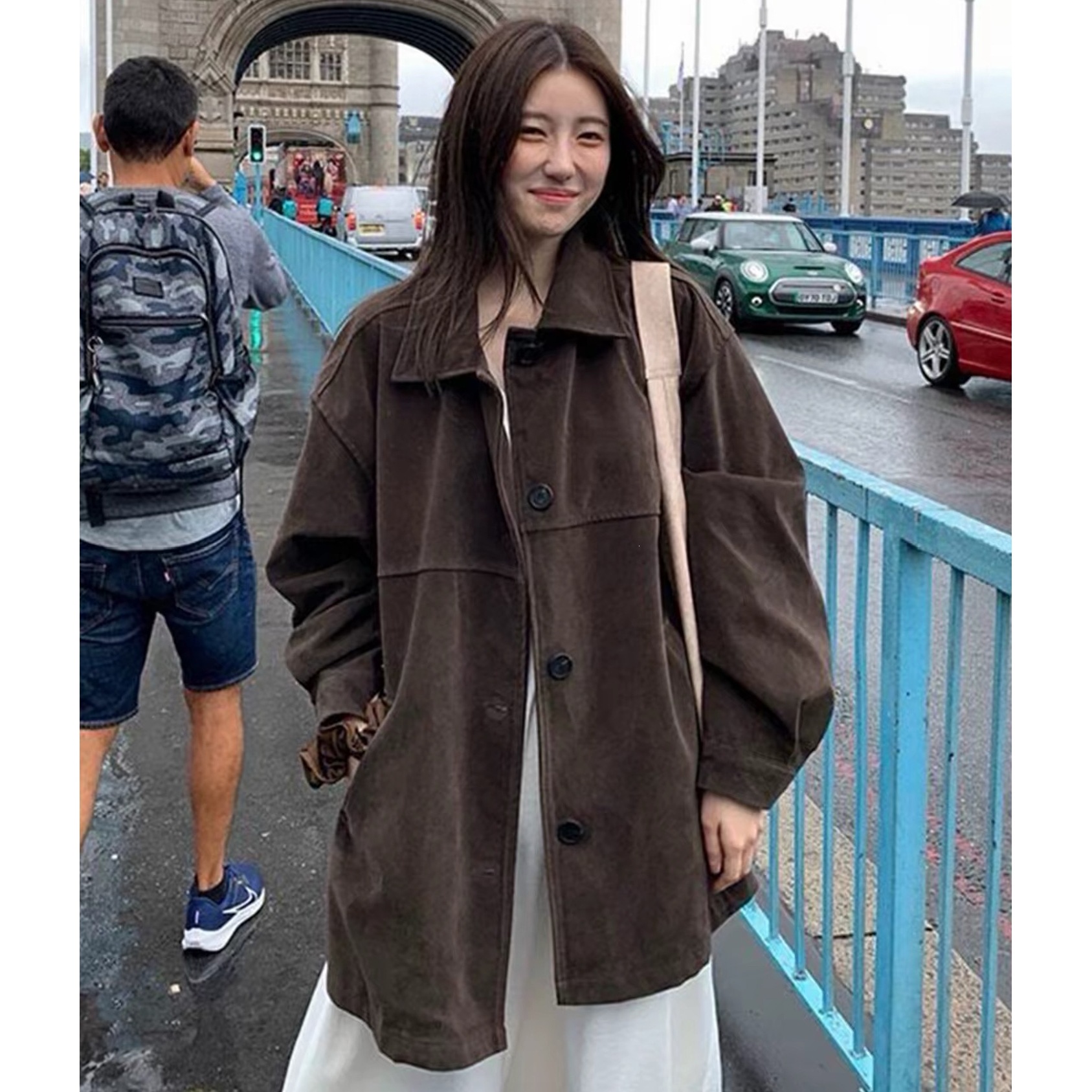American-style retro suede mid-length coat for women, new autumn collection, Korean-style, high-end, loose-fitting jacket