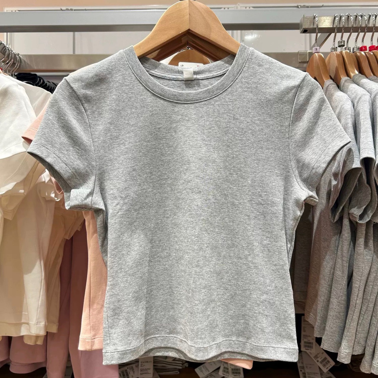 女休闲风圆领短款T恤短袖辣妹高腰修身显瘦打底纯色465760/474410 pic 10