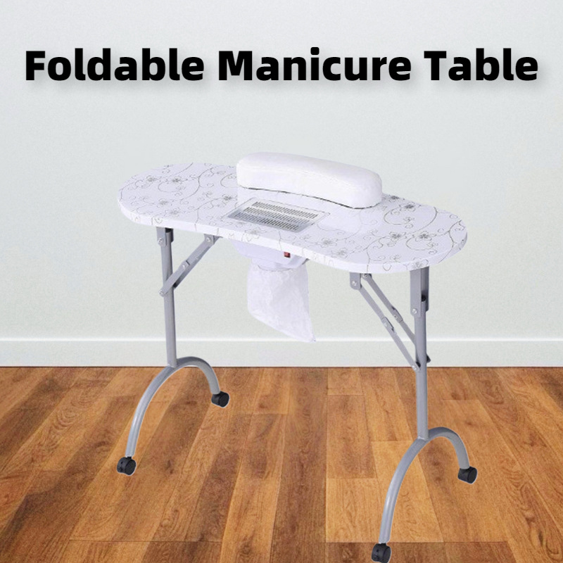 Mesa de manicuras portátil transfronteriza plegable lámpara de mesa de manicuras mesa de belleza con aspiradora mesa de manicuras fabricantes al por mayor