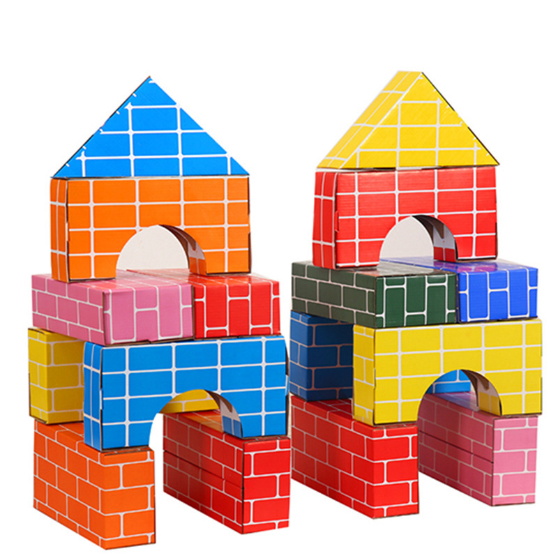 Children's Simulation Paper Brick Building Blocks Kindergarten Construction Area Building Toy Area Material Color Brick Building Handmade